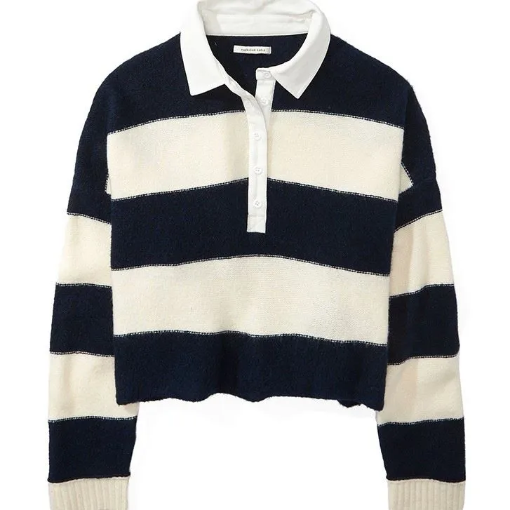 Autumn Winter Balloon Sleeve Plush Knitted Striped Sweater